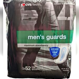 Men's Guards for Incontinence. CVS brand, maximum absorbency 52 wrapped guards
